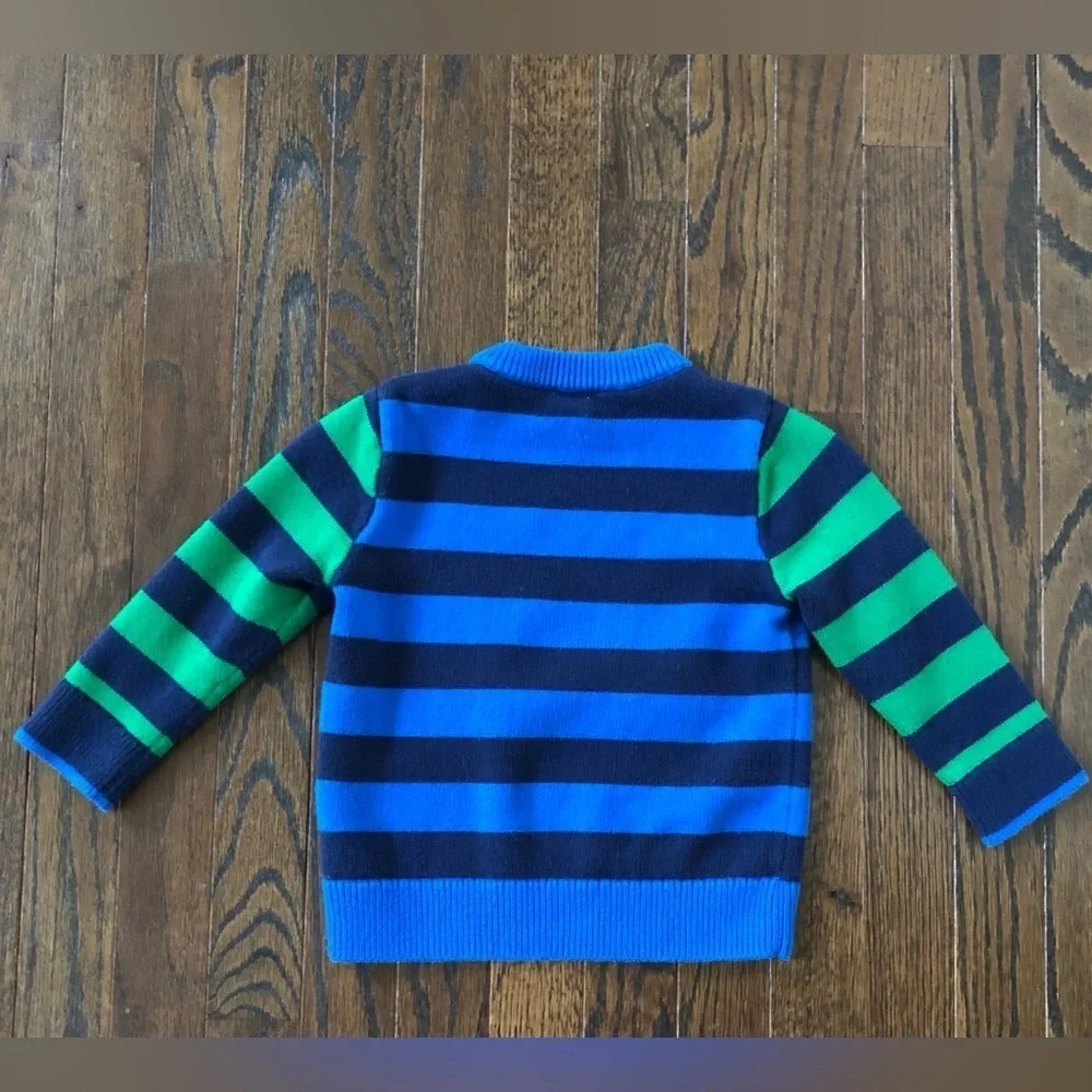 baby Gap Toddler Boys 2/2T Halloween Blue/Navy Blue/Green Striped w/Monster Eyes